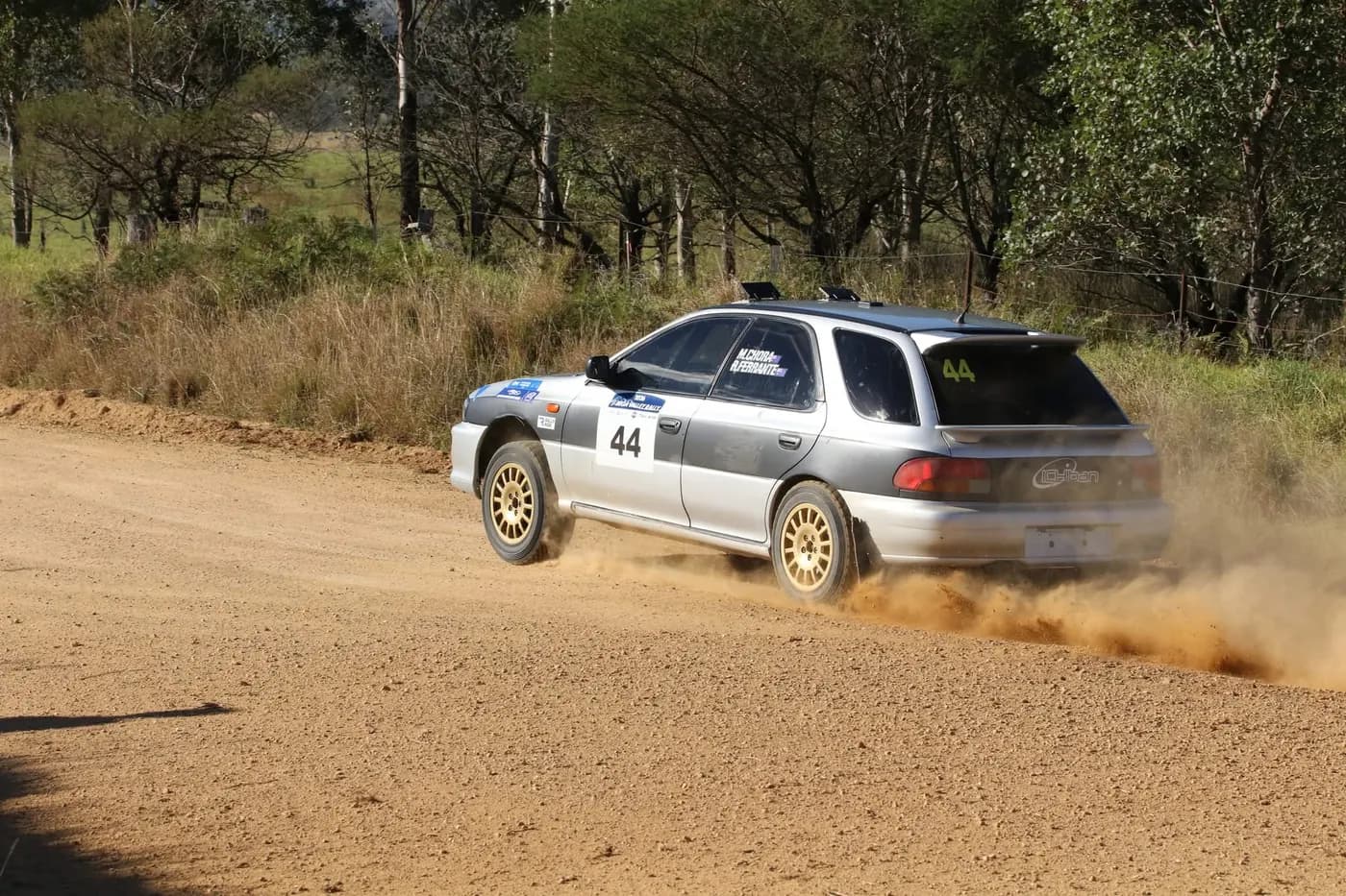 Subaru Impreza on a NSW forest gravel road during the 2026 rally season